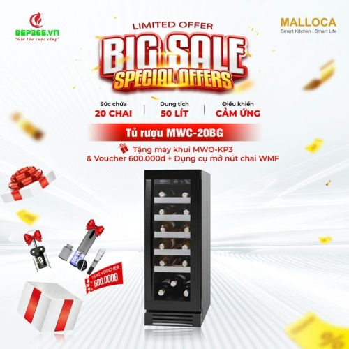 Tủ bảo quản rượu vang âm tủ/ Độc lập Malloca MWC-20BG
