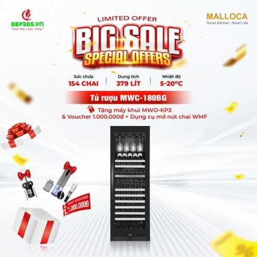Tủ bảo quản rượu vang âm tủ/ Độc lập Malloca MWC-180BG