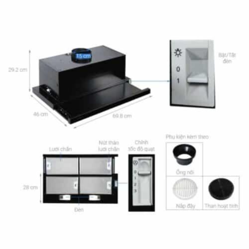 Máy hút mùi âm tủ Hafele HH-SG70A 533.89.021 5 Cấu tạo máy hút mùi âm tủ Hafele HH-SG70A 533.89.021