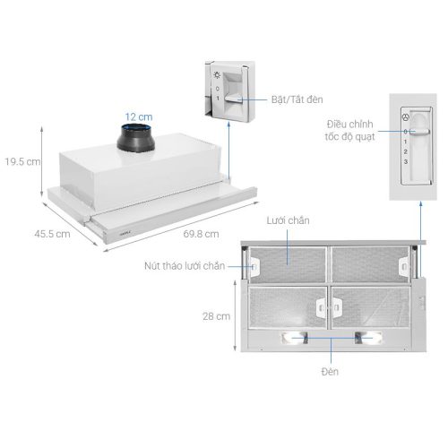 Máy hút mùi Hafele HH-S70A 533.89.031 5 Kích thước máy hút mùi Hafele HH-S70A 533.89.031