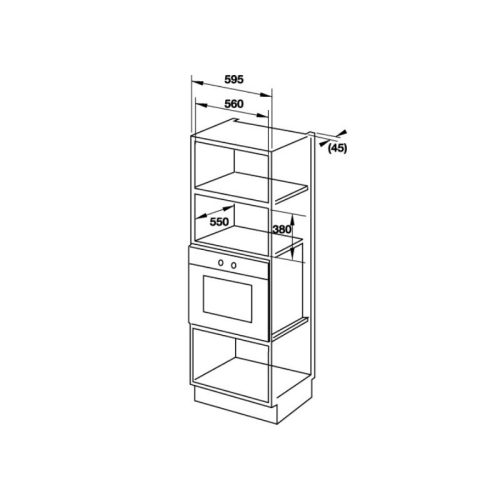 Lò vi sóng kết hợp nướng âm tủ Hafele HM-B38C 538.01.111 4 Kích thước lò vi sóng kết hợp nướng âm tủ Hafele HM-B38C 538.01.111
