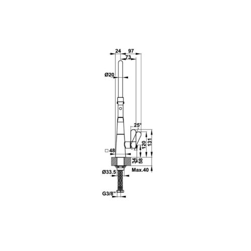 Thông số kỹ thuật vòi rửa bát Hafele Hydros HT20-CH1F187 570.82.230