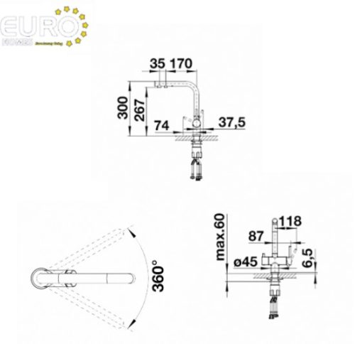 Vòi rửa bát Blanco FONTAS II Rock Grey 523137 3 voi rua blanco fontas ii rock grey 1 1