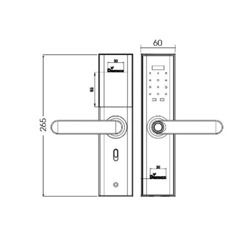 Kích thước của Khóa cửa điện tử Demax SL266 BN
