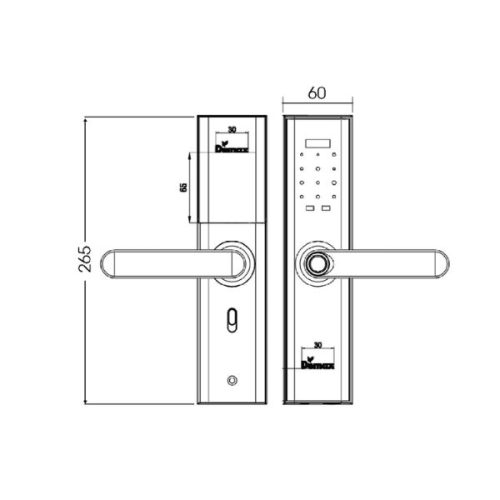 Kích thước của Khóa cửa điện tử Demax SL266 BN - APP WIFI