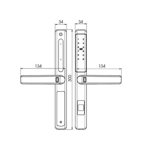 Kích thước của Khóa cửa điện tử Demax SL601 PW - APP WIFI