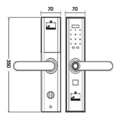 Kích thước của Khóa cửa điện tử Demax SL638 RM - APP WIFI