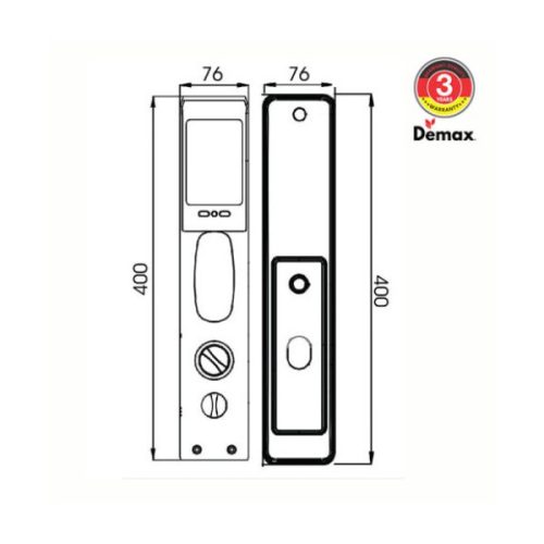 Khóa cửa điện tử Demax SL866 BN 3 Kích thước của Khóa cửa điện tử Demax SL866 BN