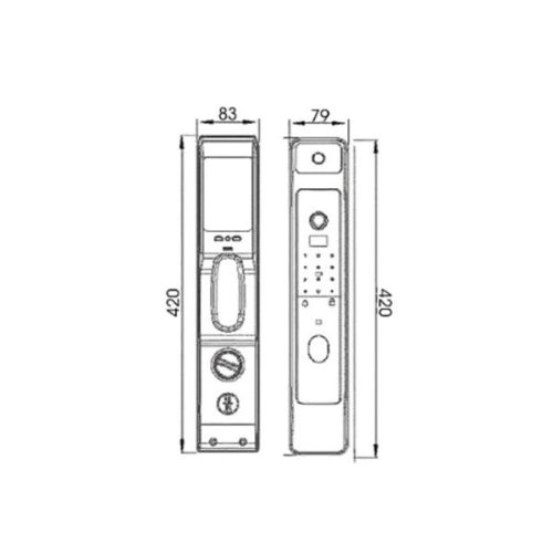 Khóa cửa thông minh nhận diện khuôn mặt FACE ID-3D Demax SL966 BN 3 Kích thước của Khóa cửa thông minh nhận diện khuôn mặt FACE ID-3D Demax SL966 BN