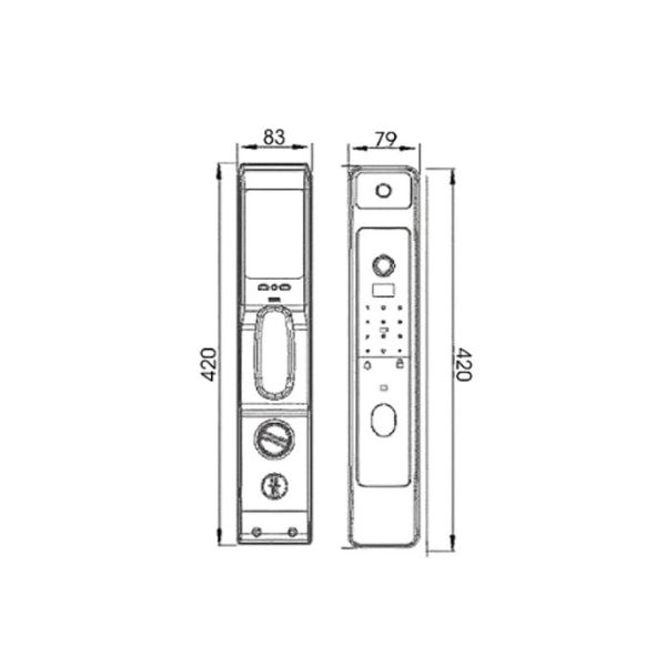 Kích thước của Khóa cửa thông minh nhận diện khuôn mặt FACE ID-3D Demax SL966 BN Kích thước của Khóa cửa thông minh nhận diện khuôn mặt FACE ID-3D Demax SL966 BN