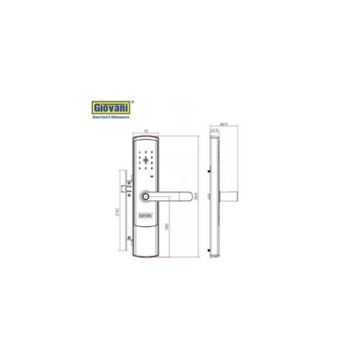 Kích thước của Khóa điện tử thông minh Giovani GSL-U801B