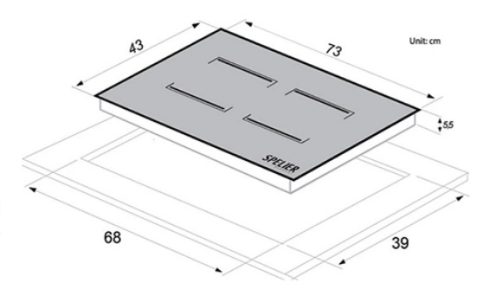 kích thước của bếp từ đôi Spelier SPE-IC928 Plus