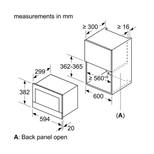 kích thước của Lò vi sóng Bosch Bosch BFL523MS0B