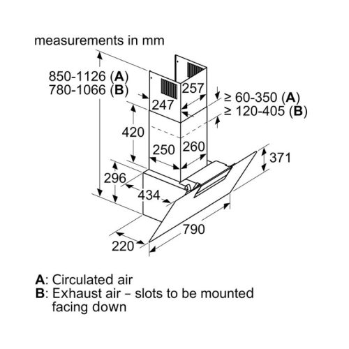 Máy hút mùi Bosch DWK87EM60B 4 kích thước của Máy hút mùi Bosch DWK87EM60B