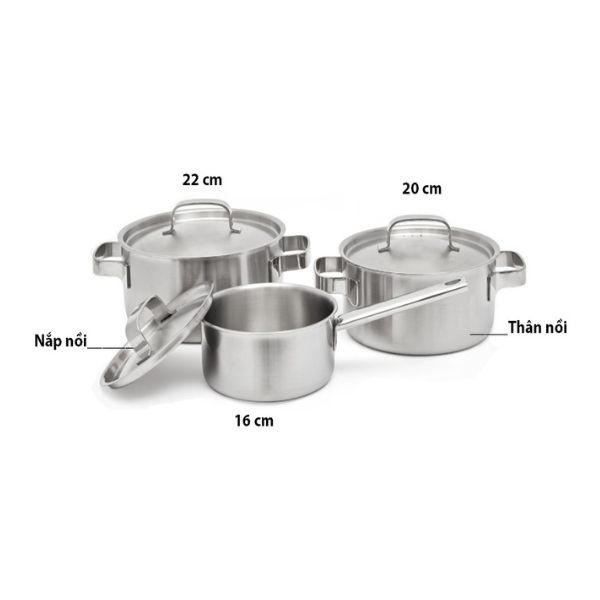 Bộ Nồi Inox 6 món Malloca SA-2030 Bộ Nồi Inox 6 món Malloca SA-2030