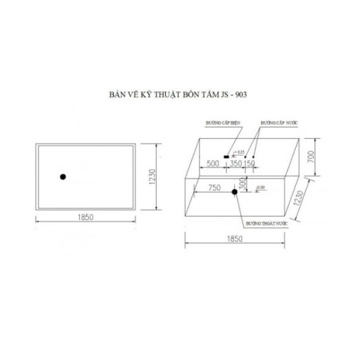 Bồn tắm Massage Govern K-1238 3 Kích thước của Bồn tắm Massage Govern K-1238