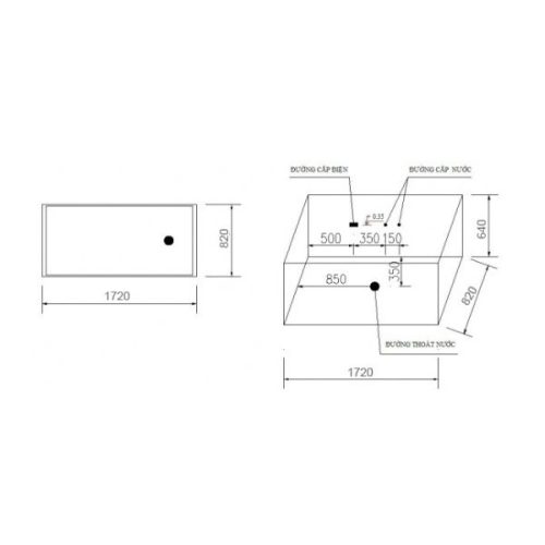 Bồn tắm Massage Govern K-1710 3 Kích thước của Bồn tắm Massage Govern K-1710