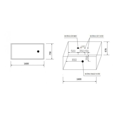 Kích thước của Bồn tắm Massage Govern K-1711