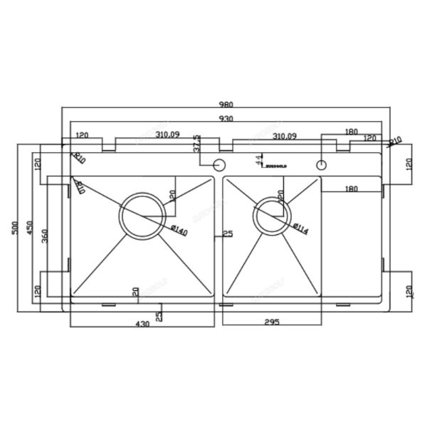 Kích thước của Chậu rửa chén bát Eurogold EUP39850 Kích thước của Chậu rửa chén bát Eurogold EUP39850