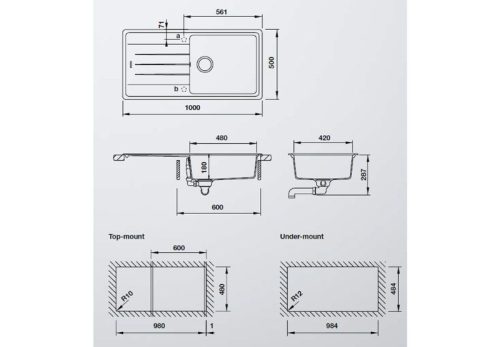 Chậu rửa đá Hafele HS20 - GED1S60 570.32.530 màu xám 3 hafele hs20 ged1s60 570 32 530 mau xam 1