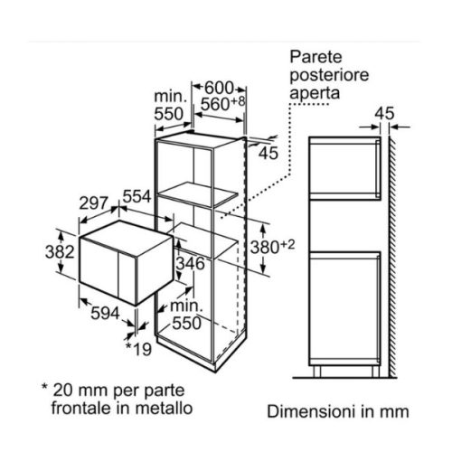 Lò vi sóng Bosch HMT75M654 4 Kích thước của Lò vi sóng Bosch HMT75M654