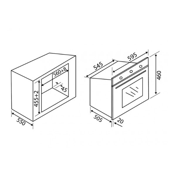 Kích thước của Lò Vi Sóng Malloca MW 34 TG Kích thước của Lò Vi Sóng Malloca MW 34 TG
