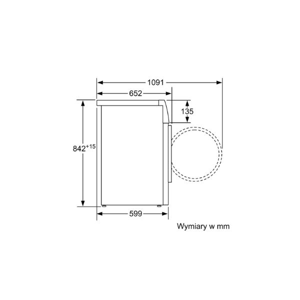 Kích thước của Máy sấy quần áo Bosch WTW85561PL Kích thước của Máy sấy quần áo Bosch WTW85561PL
