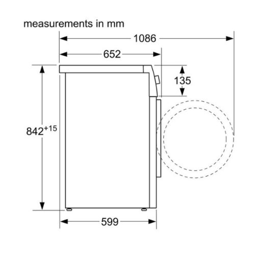 Máy sấy quần áo Bosch WTW876H8SG 3 Kích thước của Máy sấy quần áo Bosch WTW876H8SG