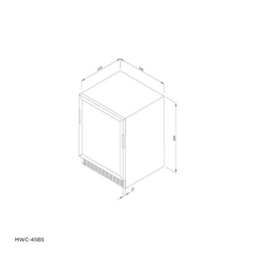 Tủ bảo quản rượu độc lập Malloca MWC - 45BS 4 Kích thước của Tủ Rượu Malloca MWC-45BS