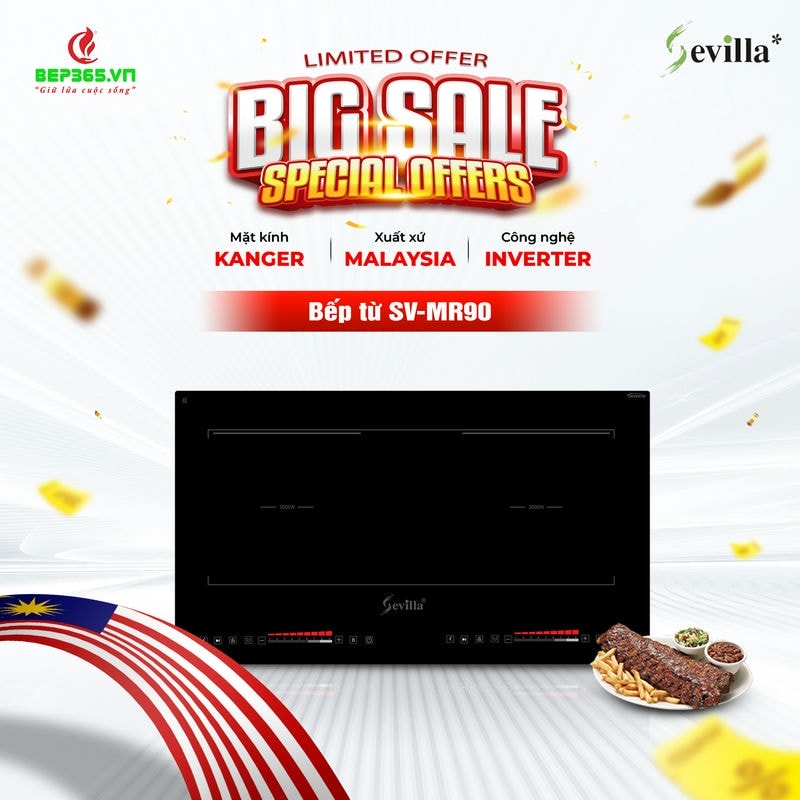 Bếp từ 2 vùng nấu Sevilla SV-MR90 Bếp từ 2 vùng nấu Sevilla SV-MR90
