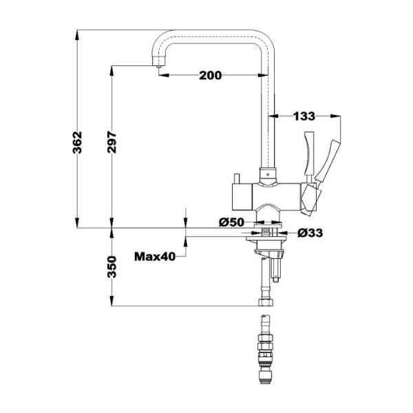 Kích thước của Vòi chậu rửa OS 210 Kích thước của Vòi chậu rửa OS 210