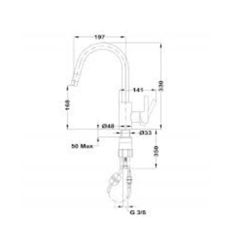 Vòi chậu rửa pull out MTP 938 3 Kích thước của Vòi chậu rửa pull out MTP 938