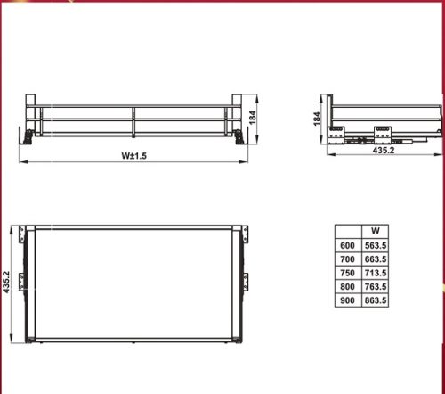 Kệ đựng xoong nồi Hafele Kason Kosmo 549.08.865 5 Kích thước kệ đựng xoong nồi Hafele Kason Kosmo 549.08.865