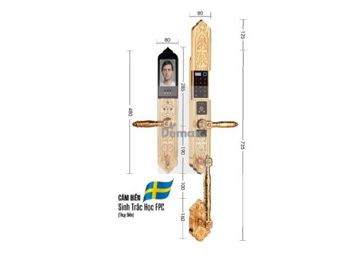 Khóa cửa đại sảnh - biệt thự Demax SL986 Gold App Wifi