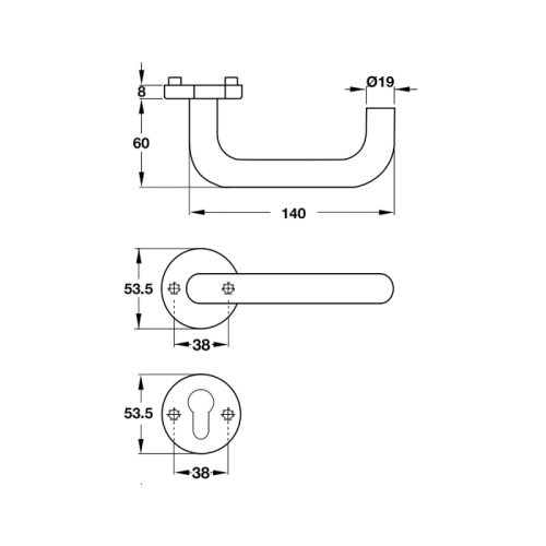 Tay nắm gạt Hafele 903.99.784 3 Tay nắm gạt Hafele 903.99.784