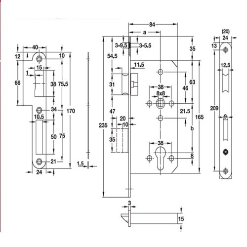 Thân khóa lưỡi gà chốt chết C/C 72mm Hafele 911.02.168 3 Thiết kế của Thân Khóa Lưỡi Gà Chốt Chết C/C 72mm Hafele 911.02.168