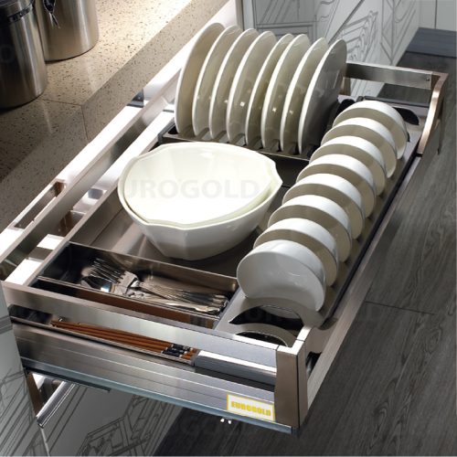 Giá xoong nồi, bát đĩa tủ dướ inox, 2 lớp đáy Eurogold EU133.900