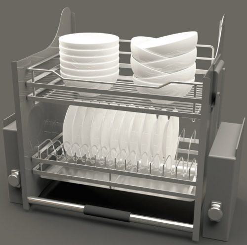 Rổ bát đĩa di động lướt dẹt Lento Hafele 504.76.014 Inox 304