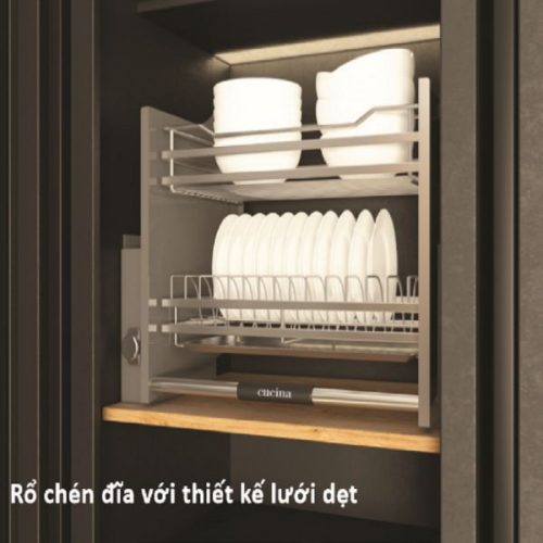 Rổ bát đĩa di động lướt dẹt Lento Hafele 504.76.218 mạ chrome