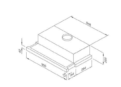 Máy hút khói khử mùi Malloca MH 90BTC 3 kích thước của Máy hút khói khử mùi Malloca MH 90BTC