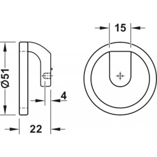 106.70.187_1 Tay nắm tủ Hafele màu xám kim loại 51mm 106.70.187