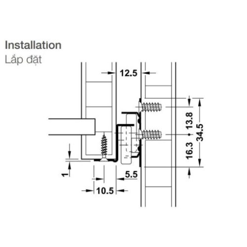 Ray bánh xe mở 3/4 dài 400mm Hafele 431.16.703