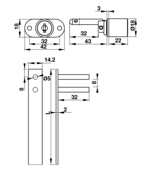 Bộ khóa tủ cho nhiều ngăn kéo Hafele 482.01.113 3 Bộ khóa tủ cho nhiều ngăn kéo Hafele 482.01.113