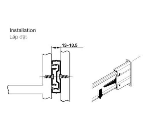 Ray bi nhấn mở 350mm Hafele 494.02.082 3 Ray bi nhấn mở 350mm Hafele 494.02.082