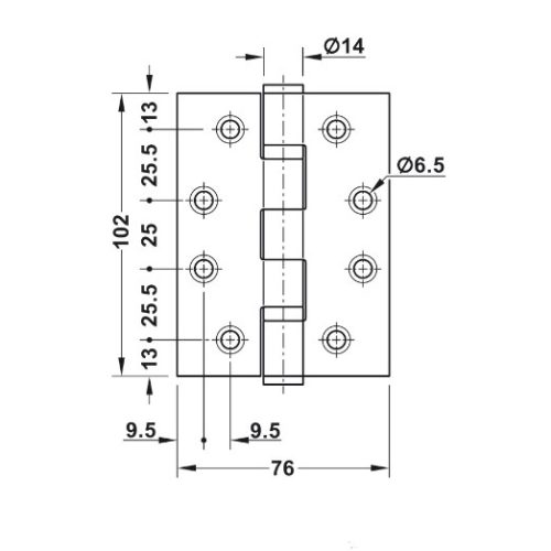 Bản lề lá 2 vòng bi 120Kg chống cháy Hafele 926.98.060 3 Kích thước của Bản lề lá 2 vòng bi 120Kg chống cháy Hafele 926.98.060