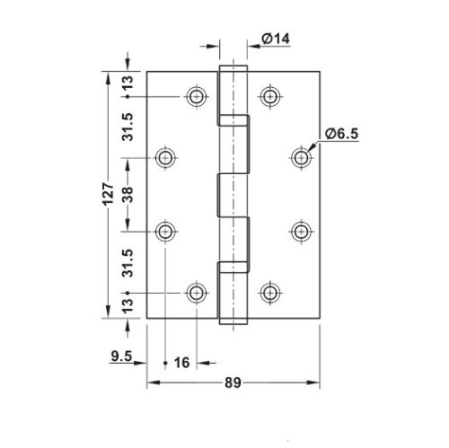 Bản lề lá chống cháy 2 vòng bi 120Kg Hafele 926.98.130 3 Kích thước của Bản lề lá chống cháy 2 vòng bi 120Kg Hafele 926.98.130