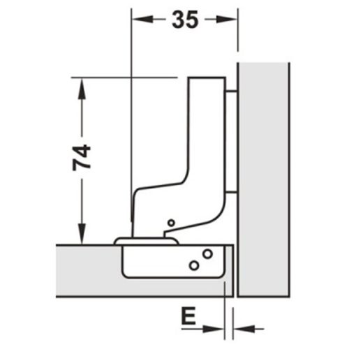 Kích thước của Bản lề lọt lòng Metalla SM 110º DIY Hafele 483.01.722