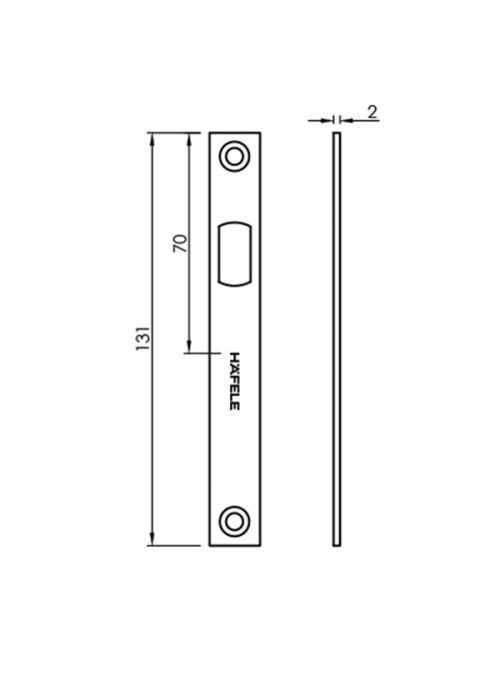 Bas tường cho khóa cửa trượt kính Hafele 981.59.070 3 Kích thước của Bas tường cho khóa cửa trượt kính Hafele 981.59.070