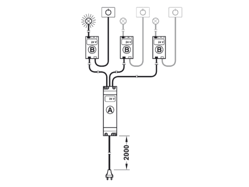 Bộ chia đèn Led 24V 3 ngõ ra Hafele 833.77.723 3 Bộ chia đèn Led 24V 3 ngõ ra Hafele 833.77.723