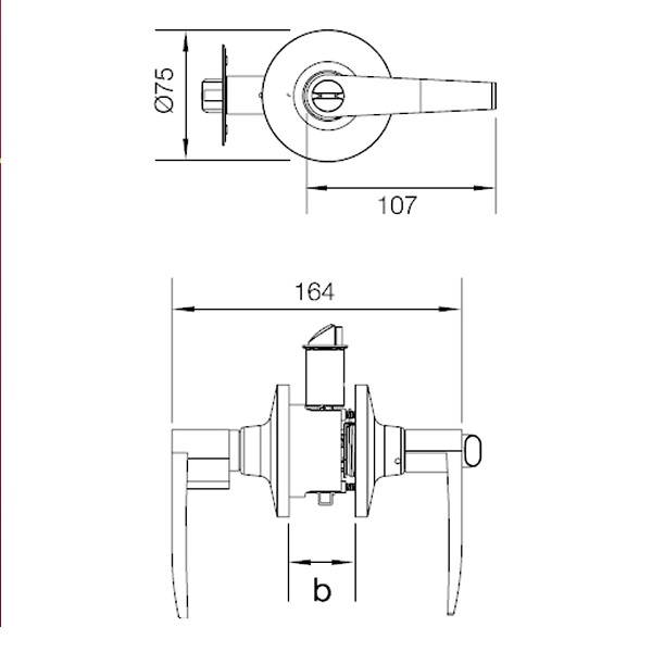 Kích thước của Bộ khóa tay nắm cửa đi Hafele 489.10.171 Kích thước của Bộ khóa tay nắm cửa đi Hafele 489.10.171
